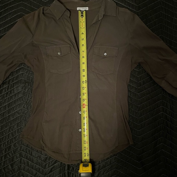 James Perse Slub Cotton Khaki Button-Up Shirt - Picture 13 of 15